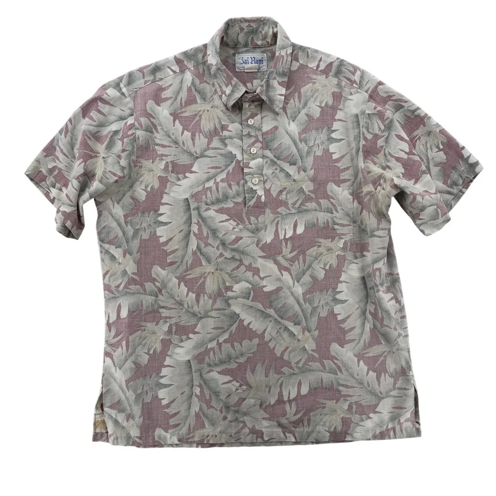 Vintage Kai Nani Shirt Mens Large Hawaiian Floral Aloha‎ Made USA 90s